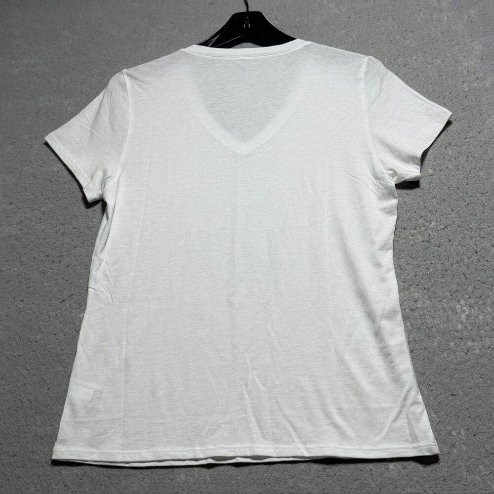 Mott and Bow T Shirt Womens Size M White Pima Cotton V Neck Short Sleeve Basic - Picture 7 of 10